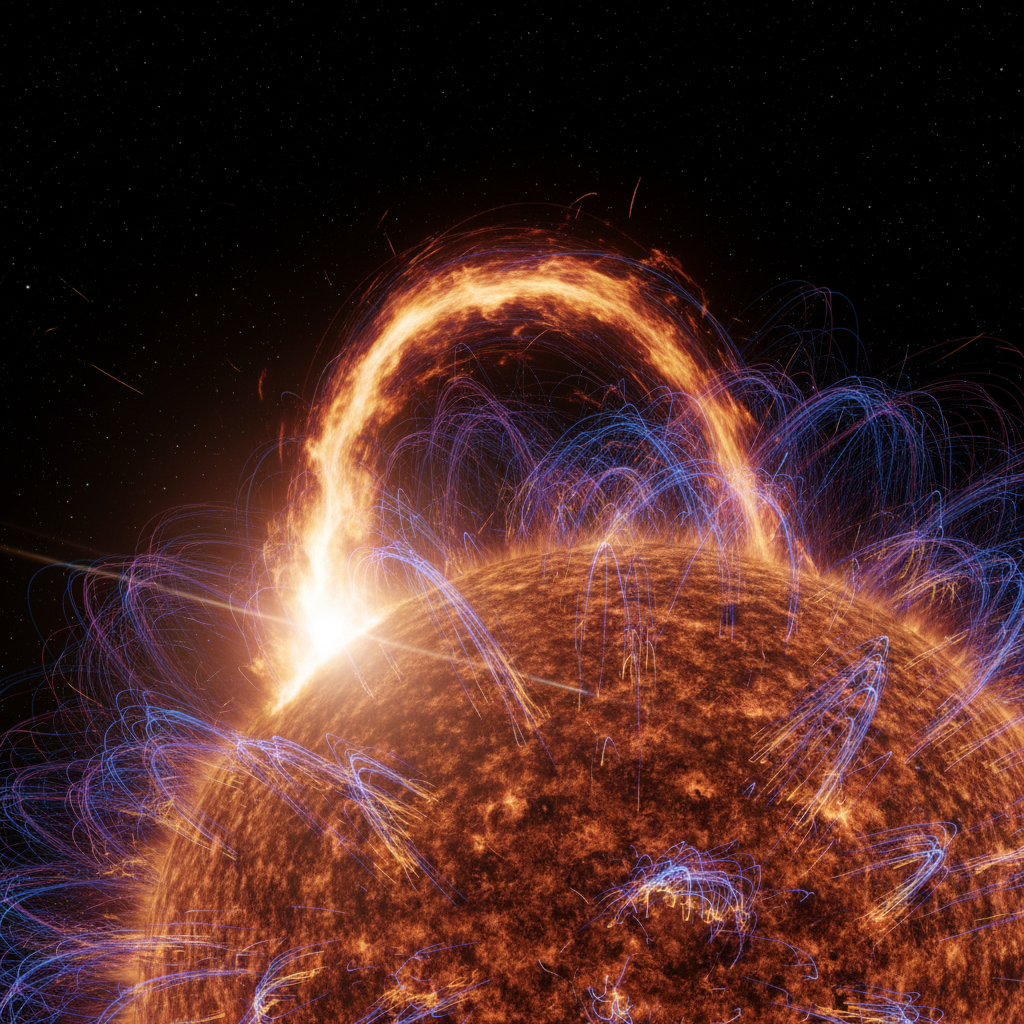 Solar flares and electromagnetic field.
